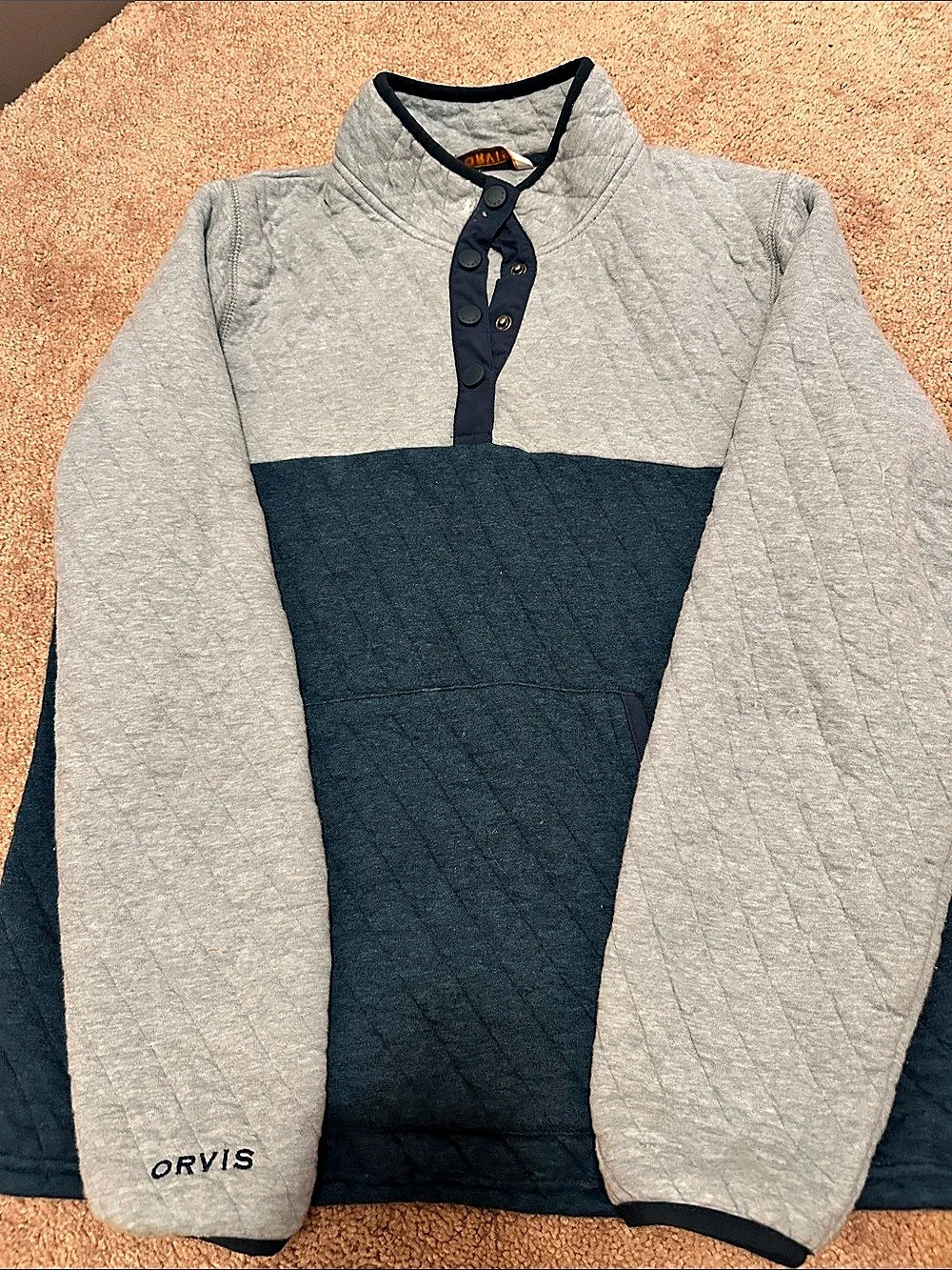 Orvis Battenkill Colorblock Quilted 1/4-Snap Sweatshirt  Green & Blue